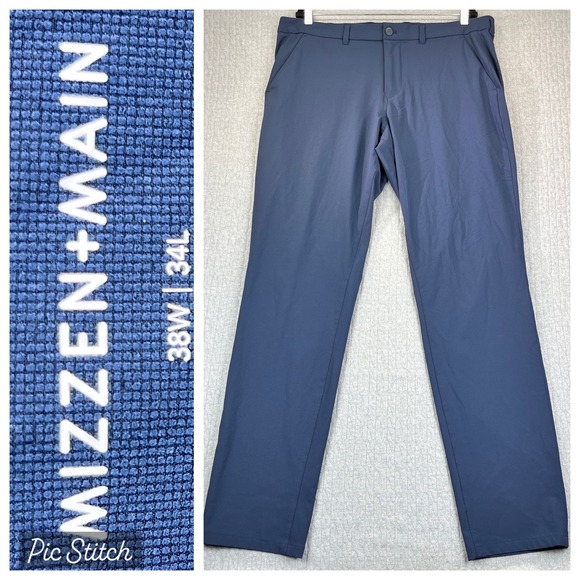 Mizzen+Main Other - Mizzen+Main Helmsman Slim Fit Performance Golf Dress Pants Men 38W 34L Navy Blue